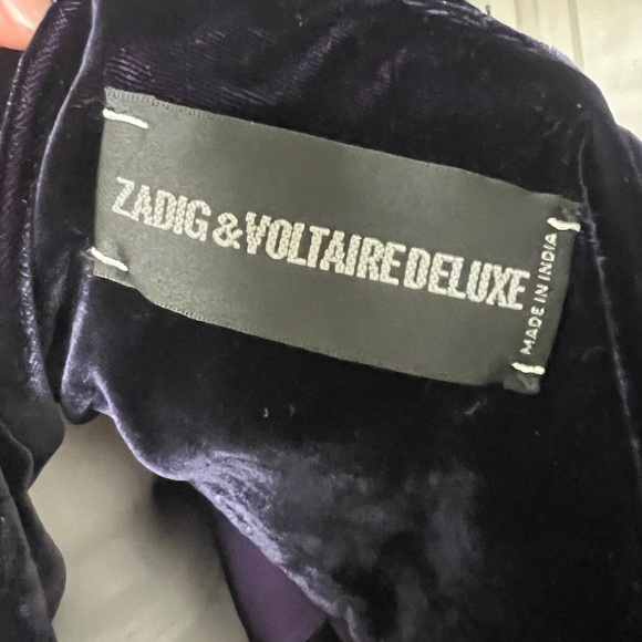 Zadig & Voltaire dark Purple velvet Long Sleeve Dress with Tie Waist - Picture 10 of 16